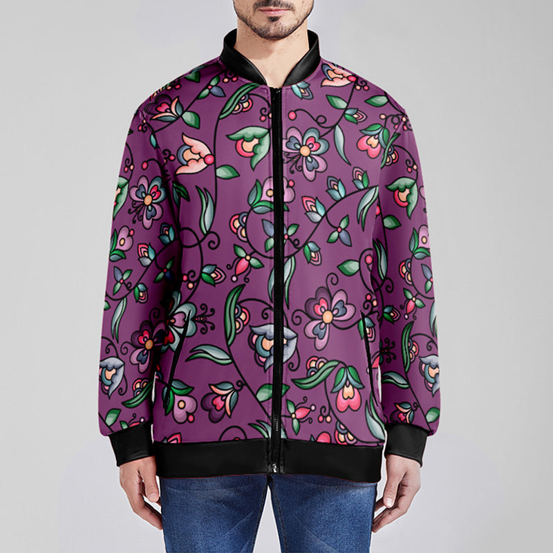 Amber Evening Garland Purple Zippered Collared Lightweight Jacket