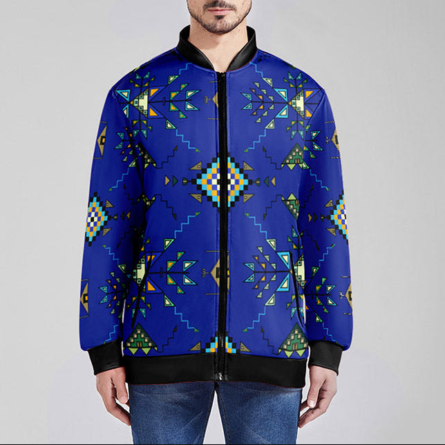 Bear Shield Dark Blue Zippered Collared Lightweight Jacket