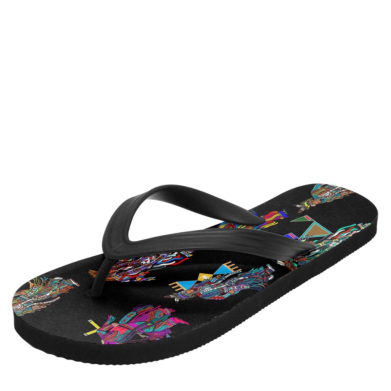 Men's Grass Dancers Black Flip Flops