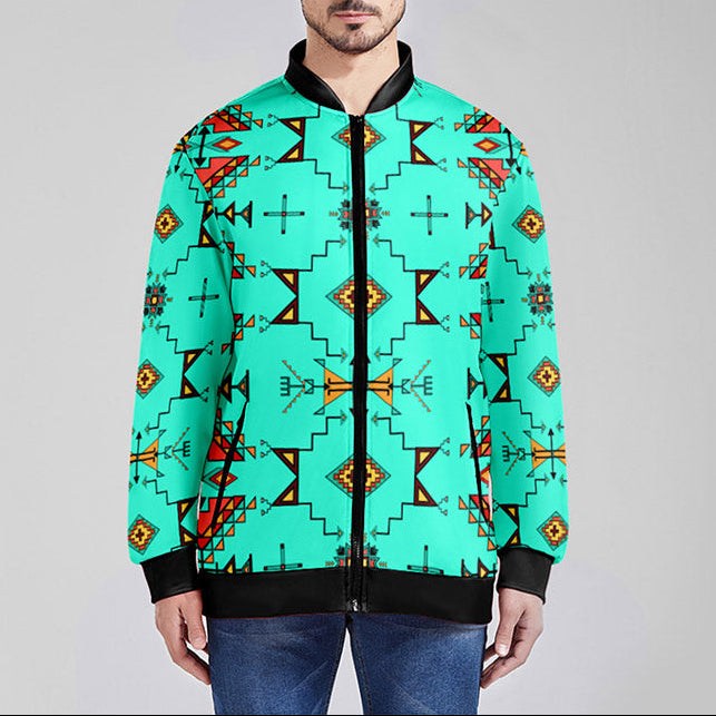 Thunder Flight Turquoise Zippered Collared Lightweight Jacket
