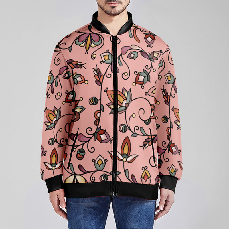 Burnt Sky Petals Peach Zippered Collared Lightweight Jacket
