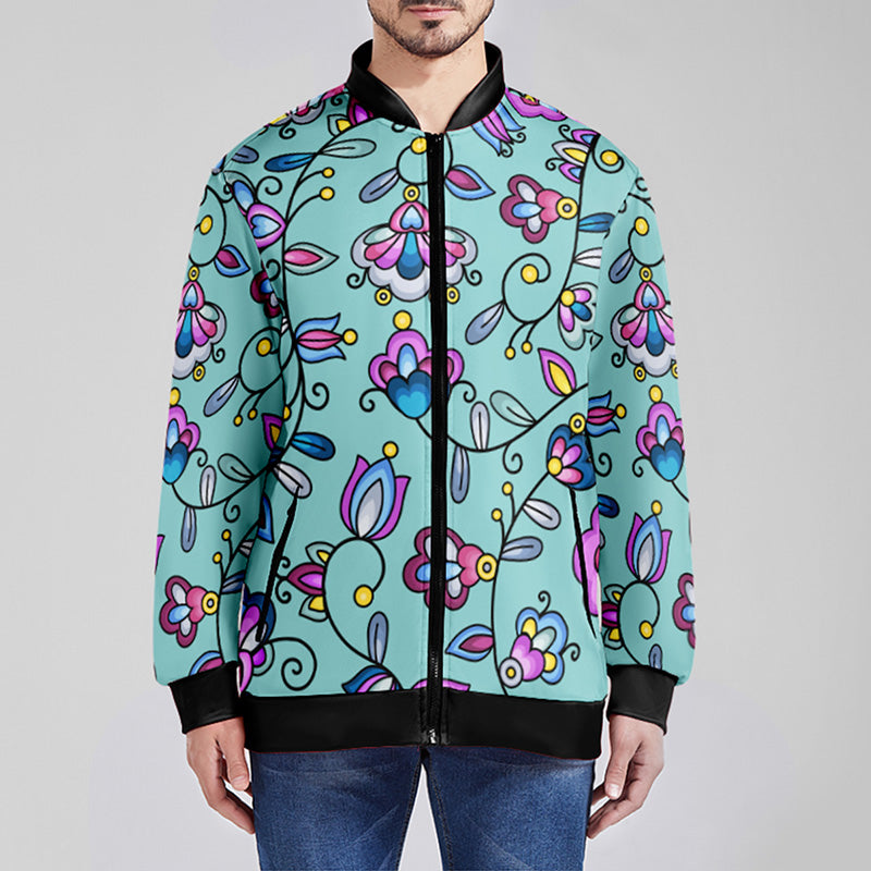 Autumn Bundle Blessing Turquoise Zippered Collared Lightweight Jacket