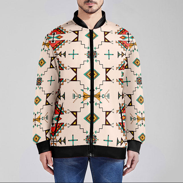 Thunder Flight Cream Zippered Collared Lightweight Jacket