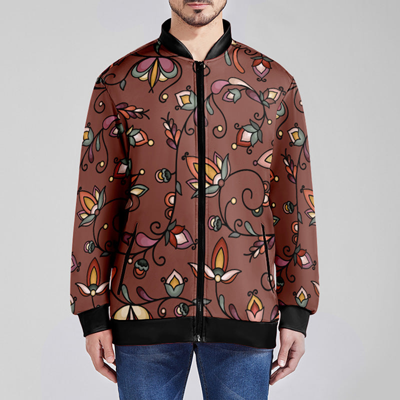 Burnt Sky Petals Brown Youth Zippered Collared Lightweight Jacket