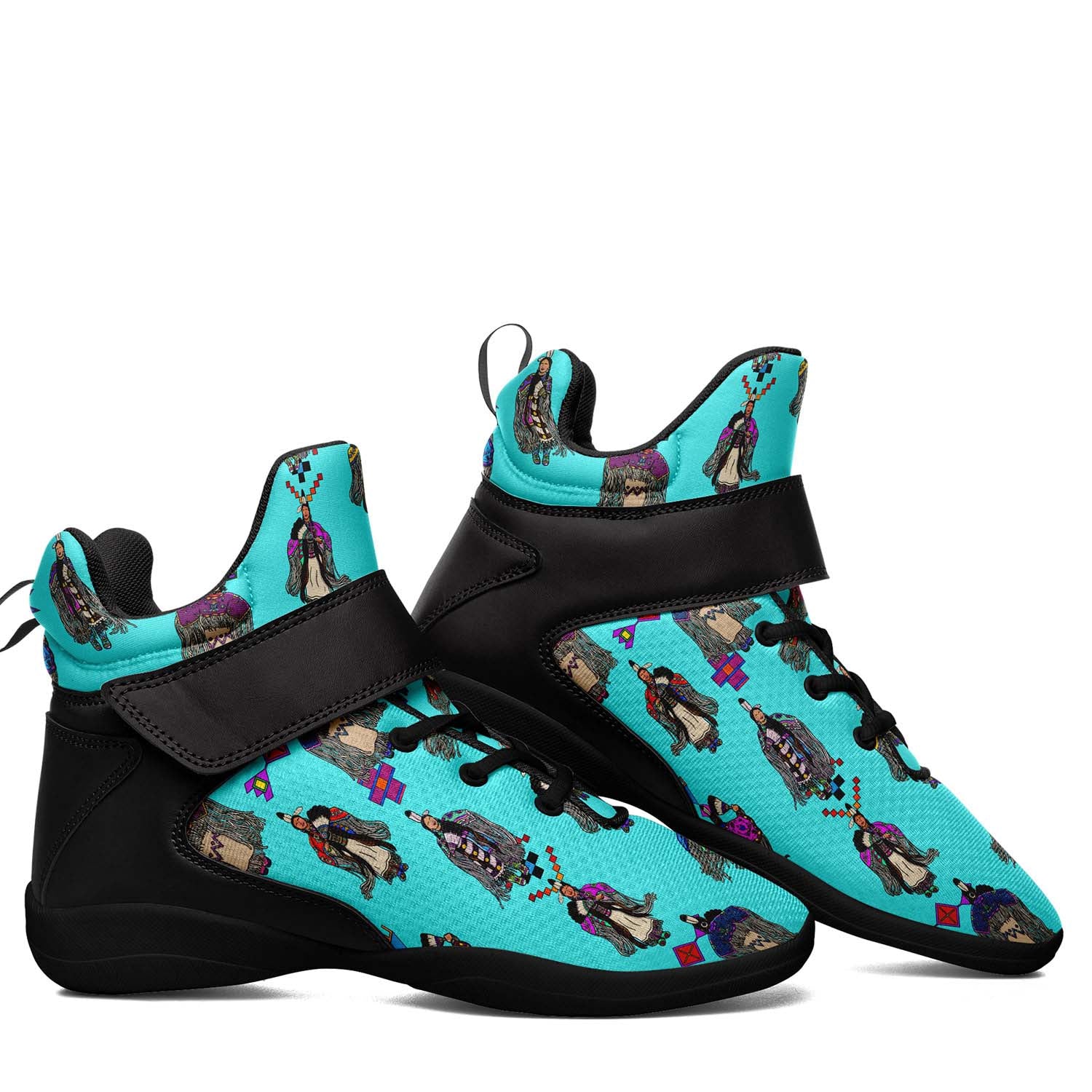 Women's Tradish Dancers Turquoise Ipottaa Basketball / Sport High Top Shoes - Black Sole