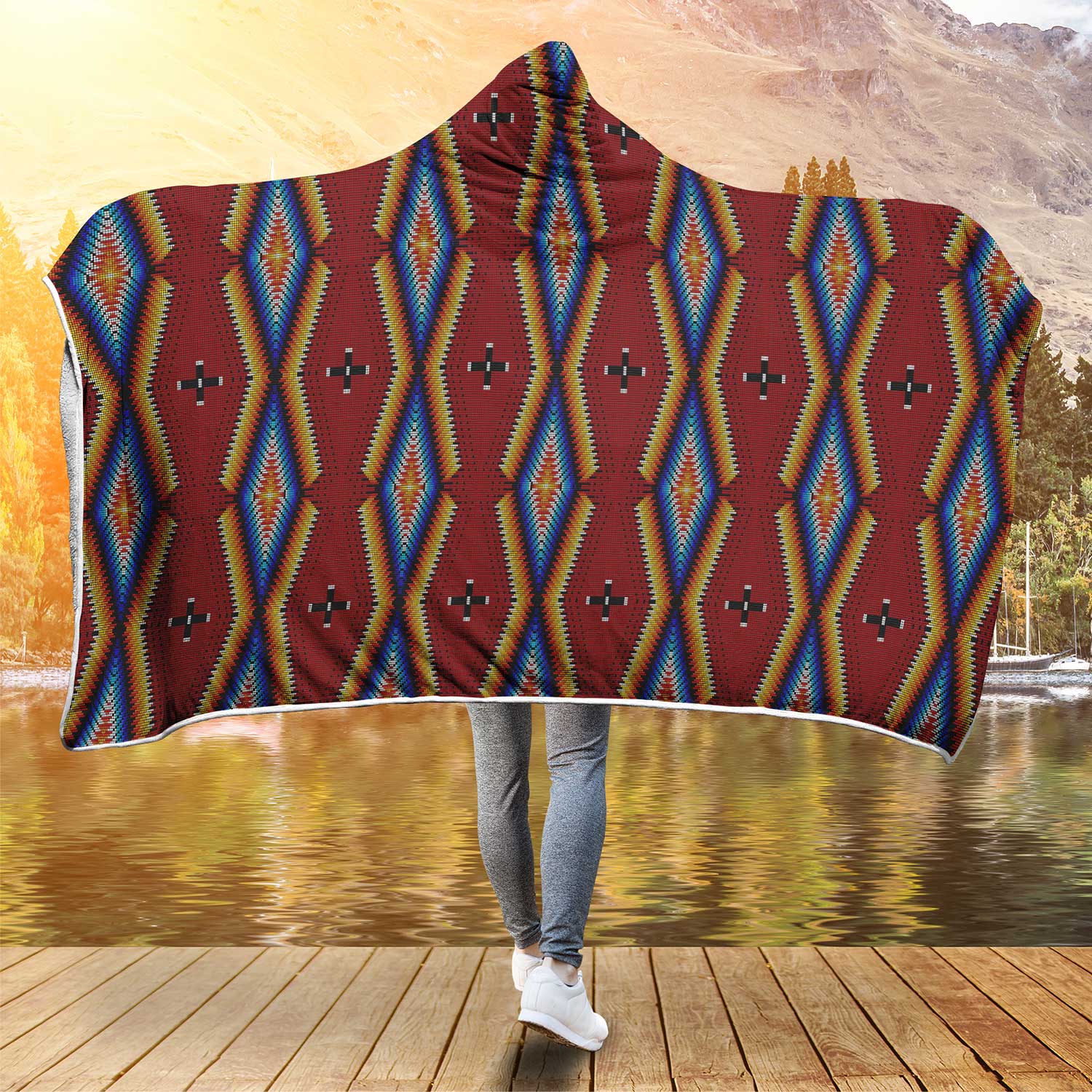 Diamond in the Bluff Red Hooded Blanket