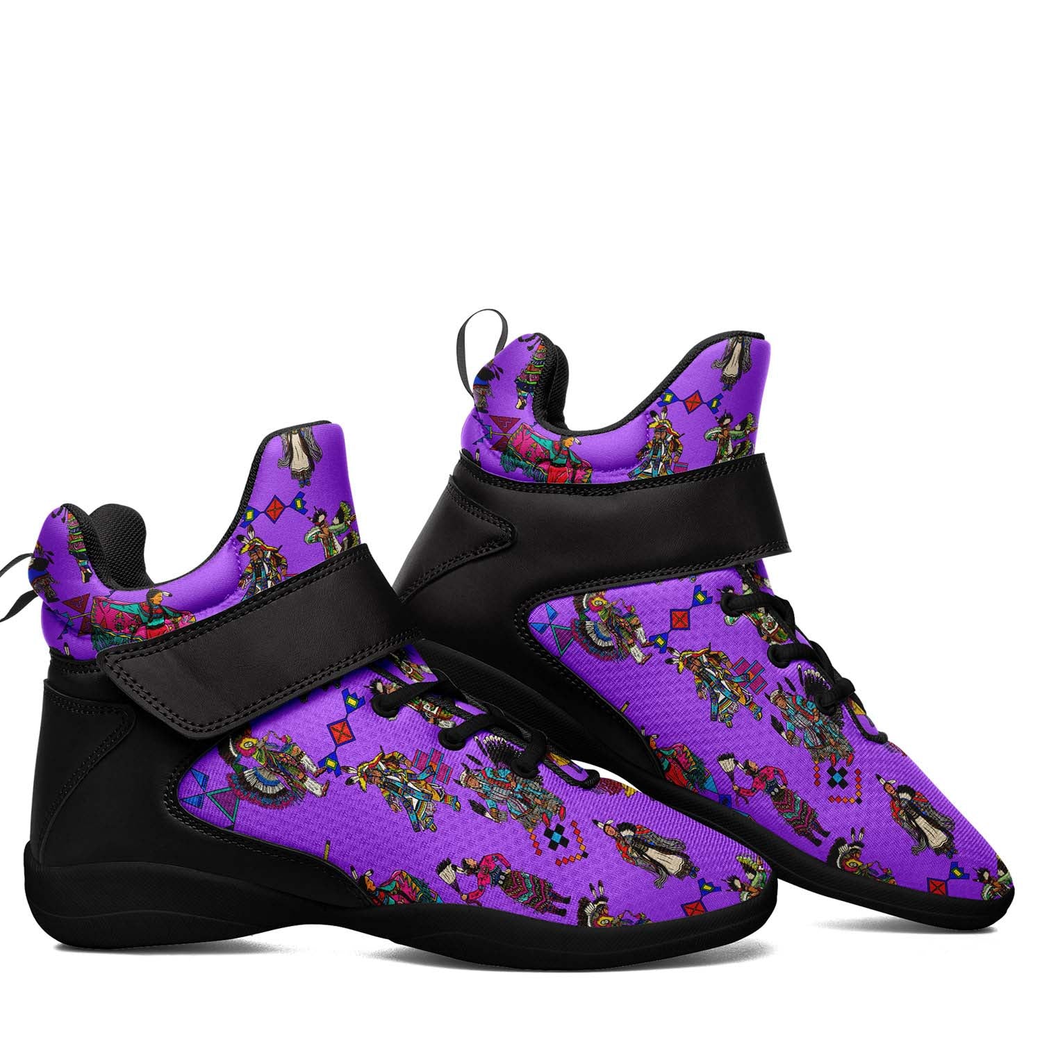 Grand Entry Dancers Purple Ipottaa Basketball / Sport High Top Shoes - Black Sole