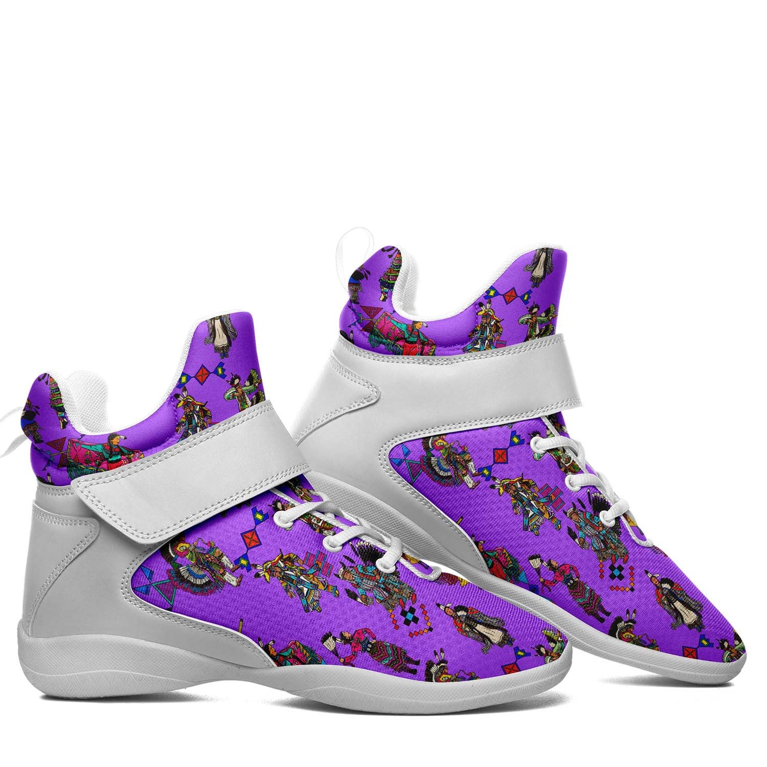 Grand Entry Dancers Purple Ipottaa Basketball / Sport High Top Shoes - White Sole