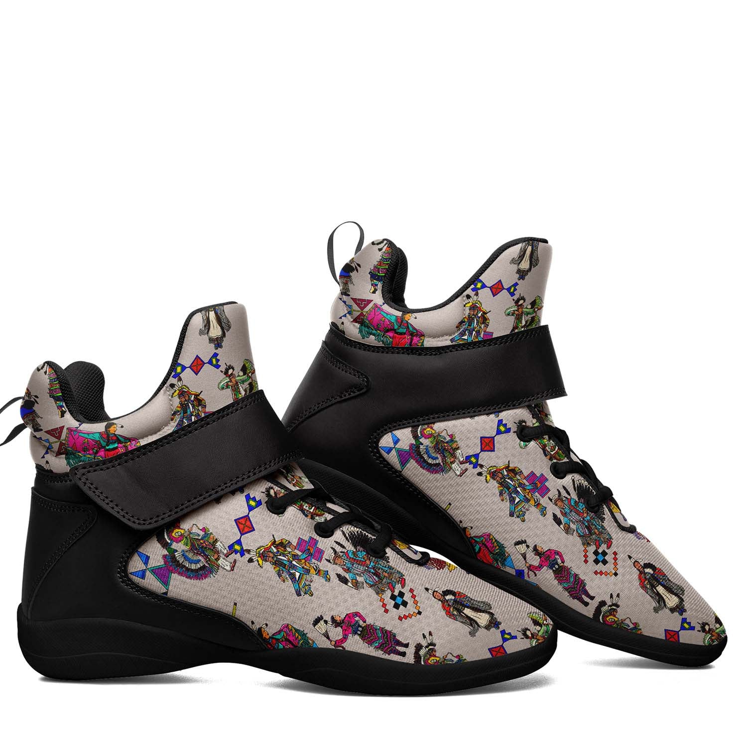Grand Entry Dancers Muslin Ipottaa Basketball / Sport High Top Shoes - Black Sole