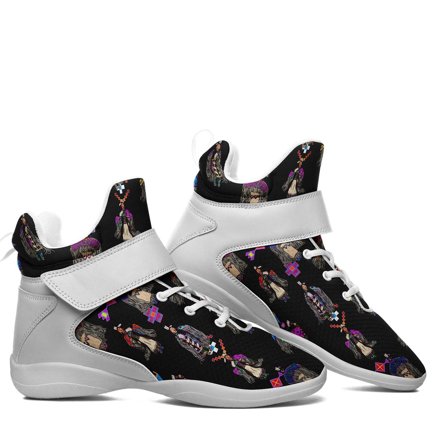 Women's Tradish Dancers Black Ipottaa Basketball / Sport High Top Shoes - White Sole