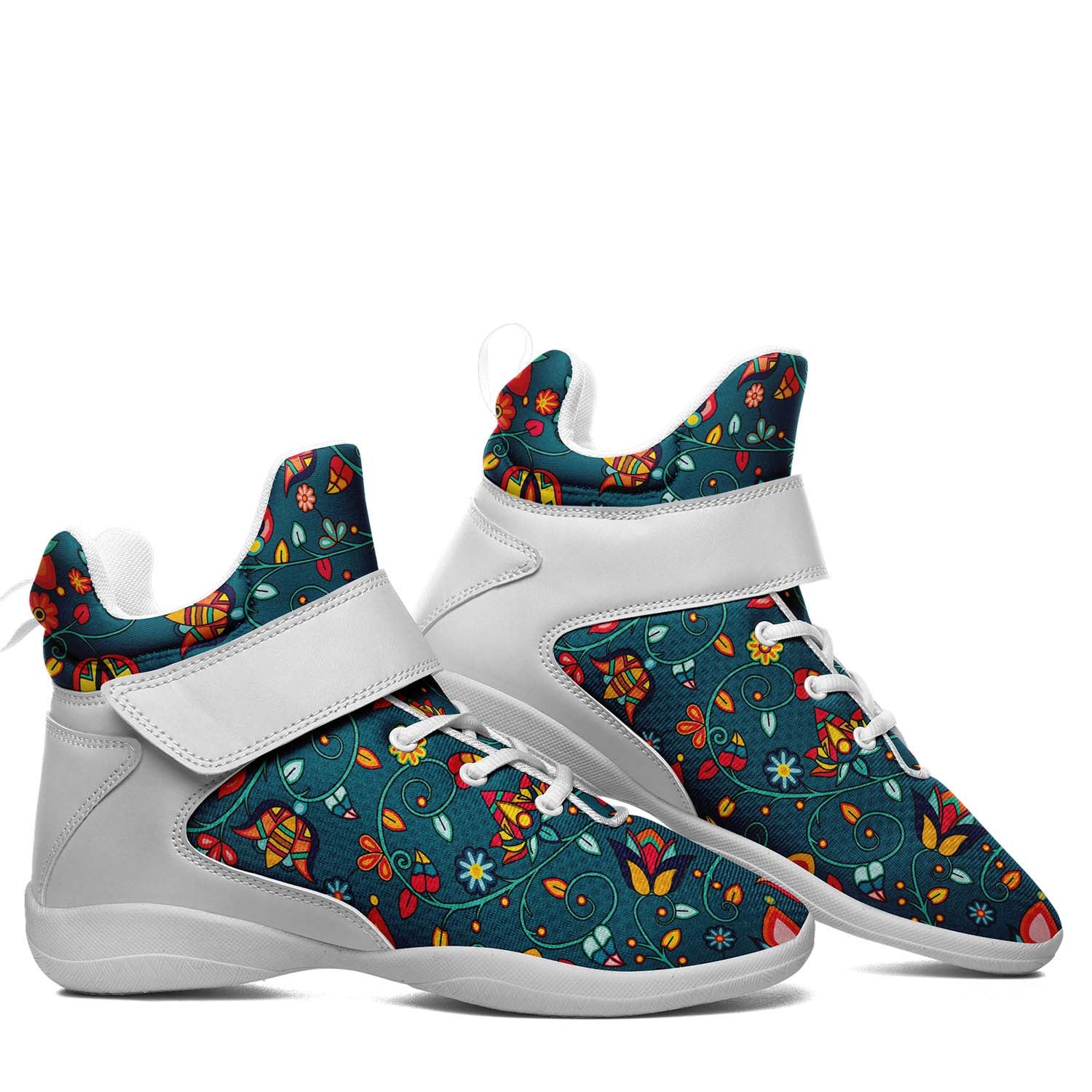 Thorny Path Teal Ipottaa Basketball / Sport High Top Shoes - White Sole