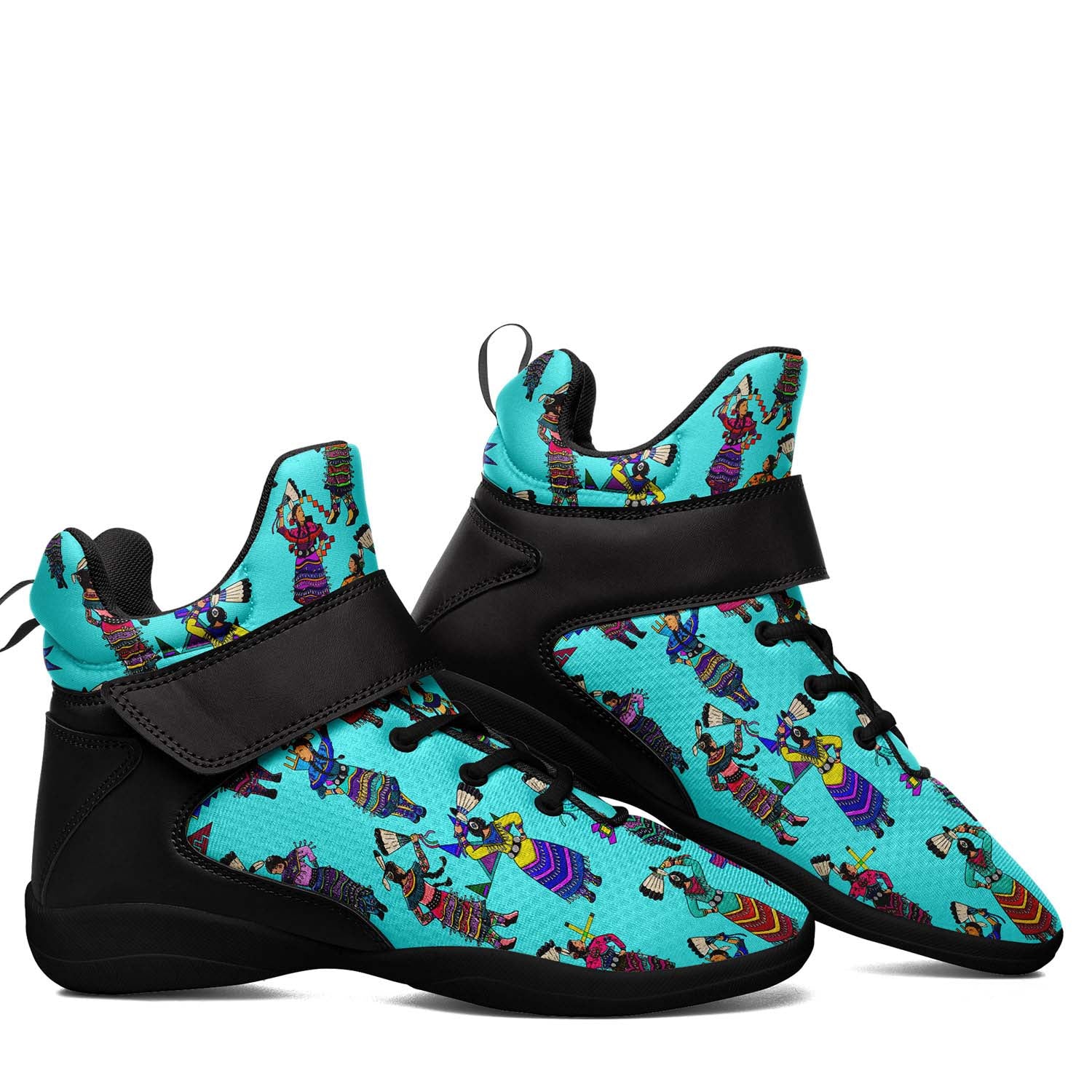 Women's Jingle Dancers Turquoise Ipottaa Basketball / Sport High Top Shoes - Black Sole
