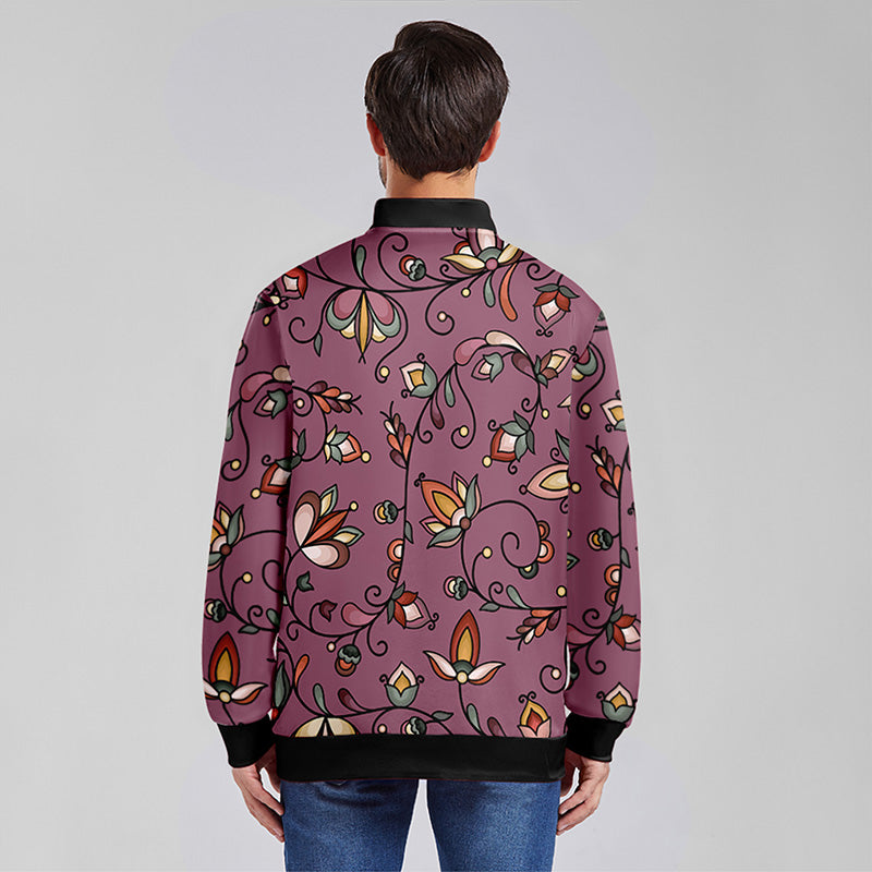 Burnt Sky Petals Magenta Zippered Collared Lightweight Jacket