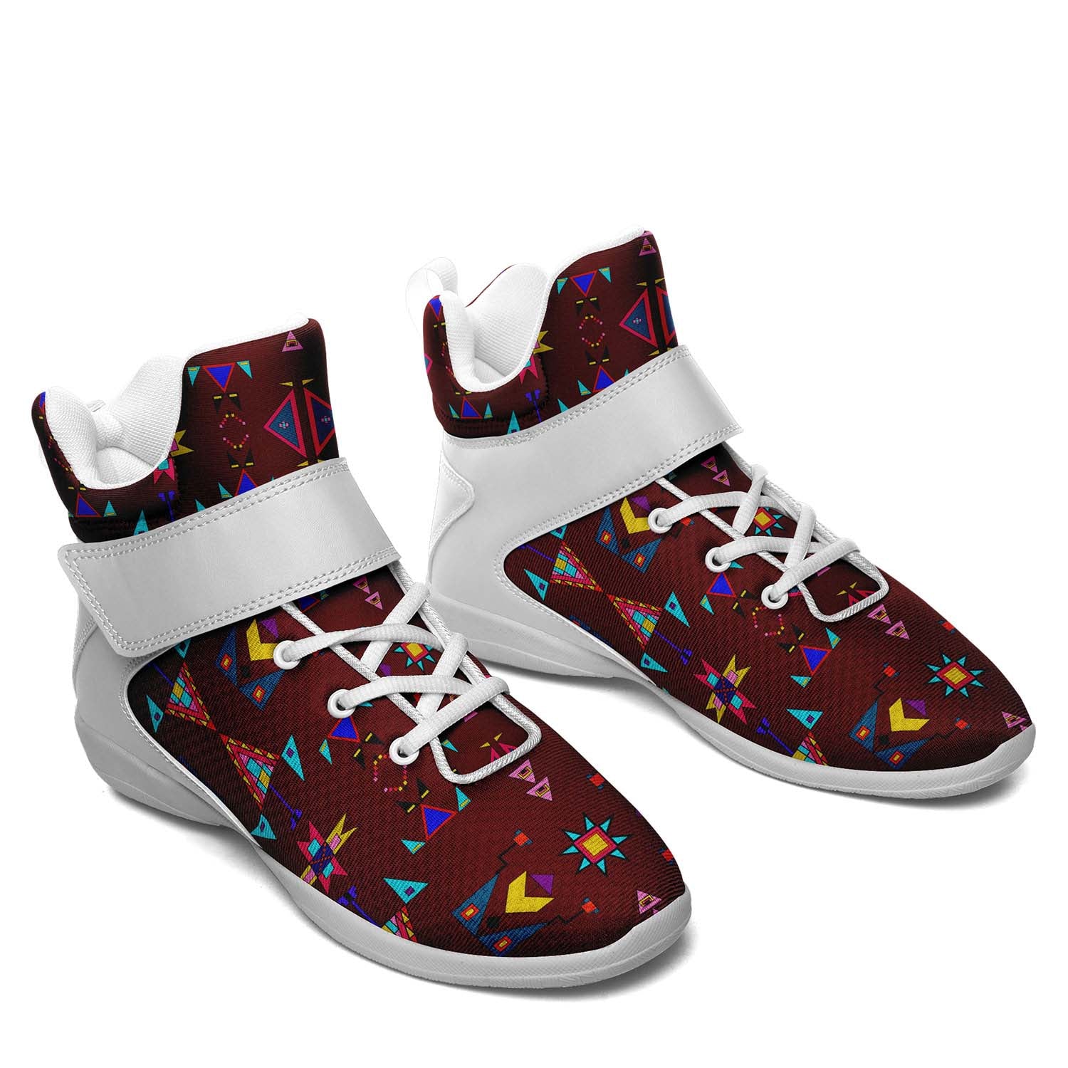 Enemy Territory Maroon Ipottaa Basketball / Sport High Top Shoes - White Sole