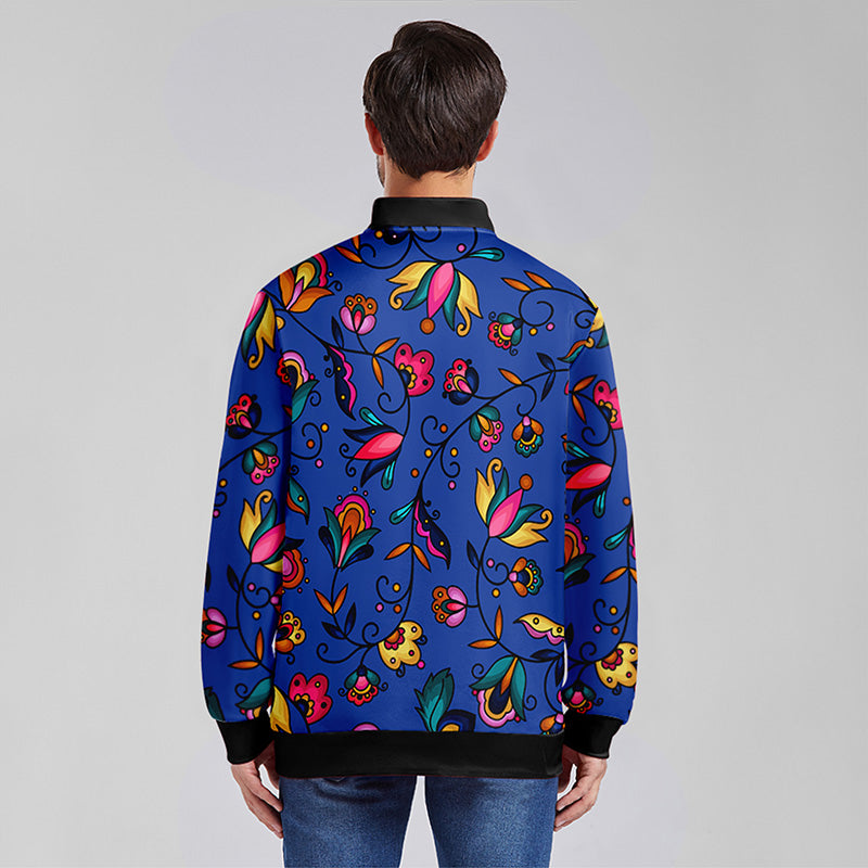 Copper Prairie Petals Blue Youth Zippered Collared Lightweight Jacket