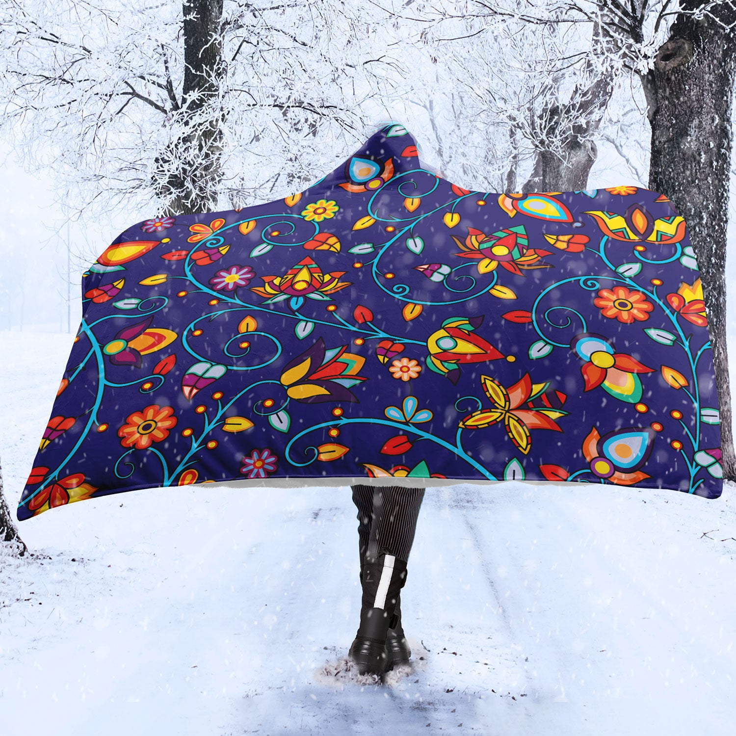 Thorny Path Blue Hooded Blanket