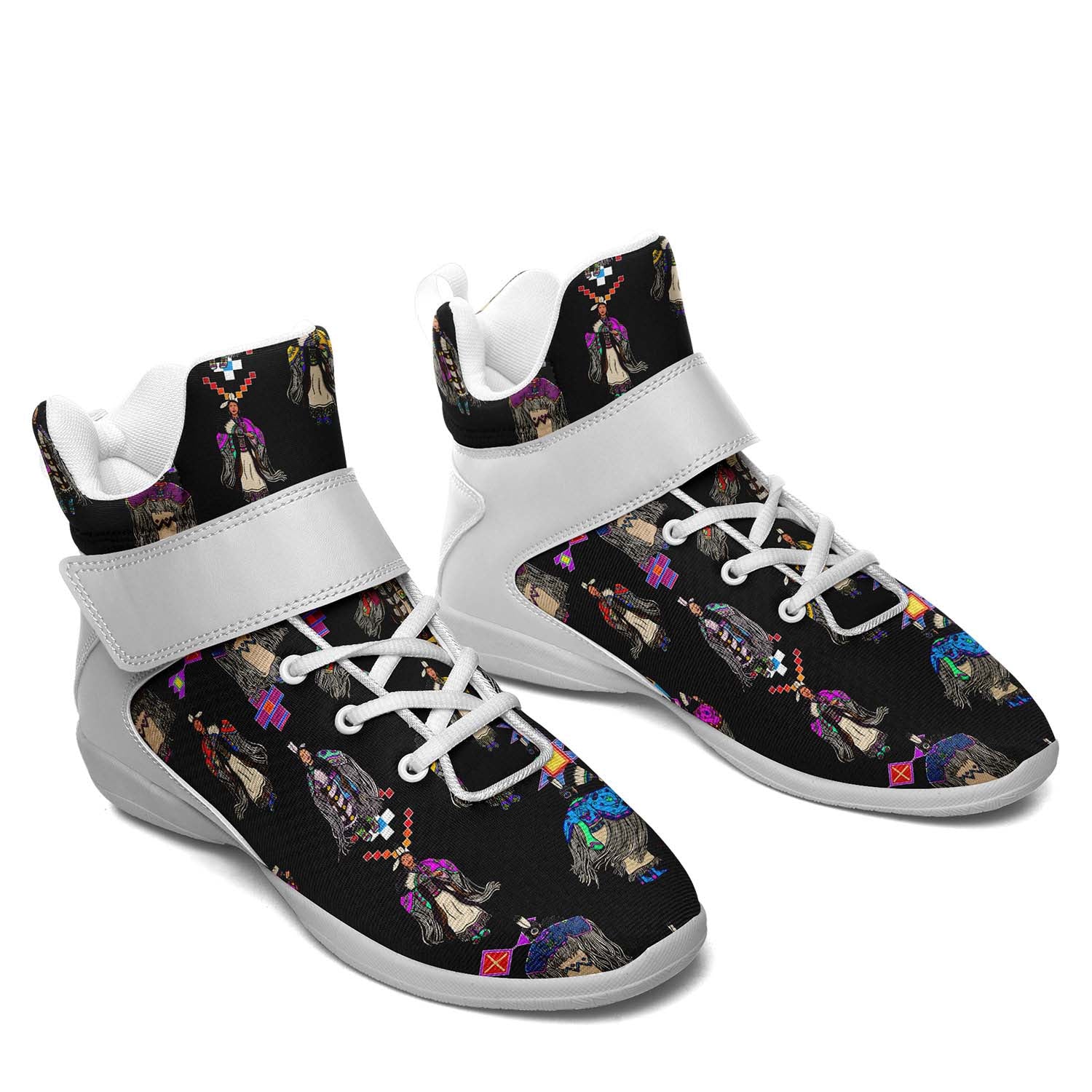Women's Tradish Dancers Black Ipottaa Basketball / Sport High Top Shoes - White Sole