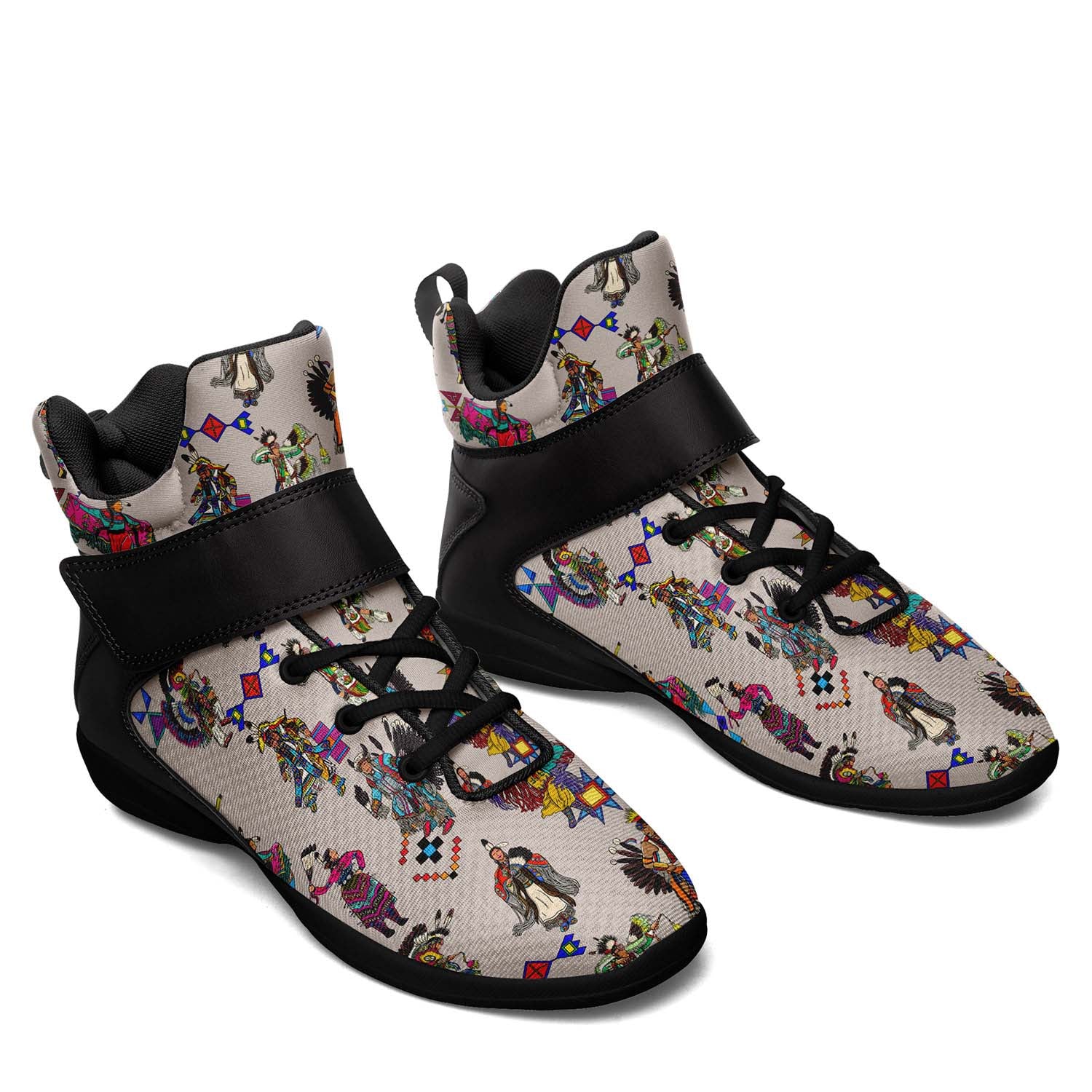Grand Entry Dancers Muslin Ipottaa Basketball / Sport High Top Shoes - Black Sole
