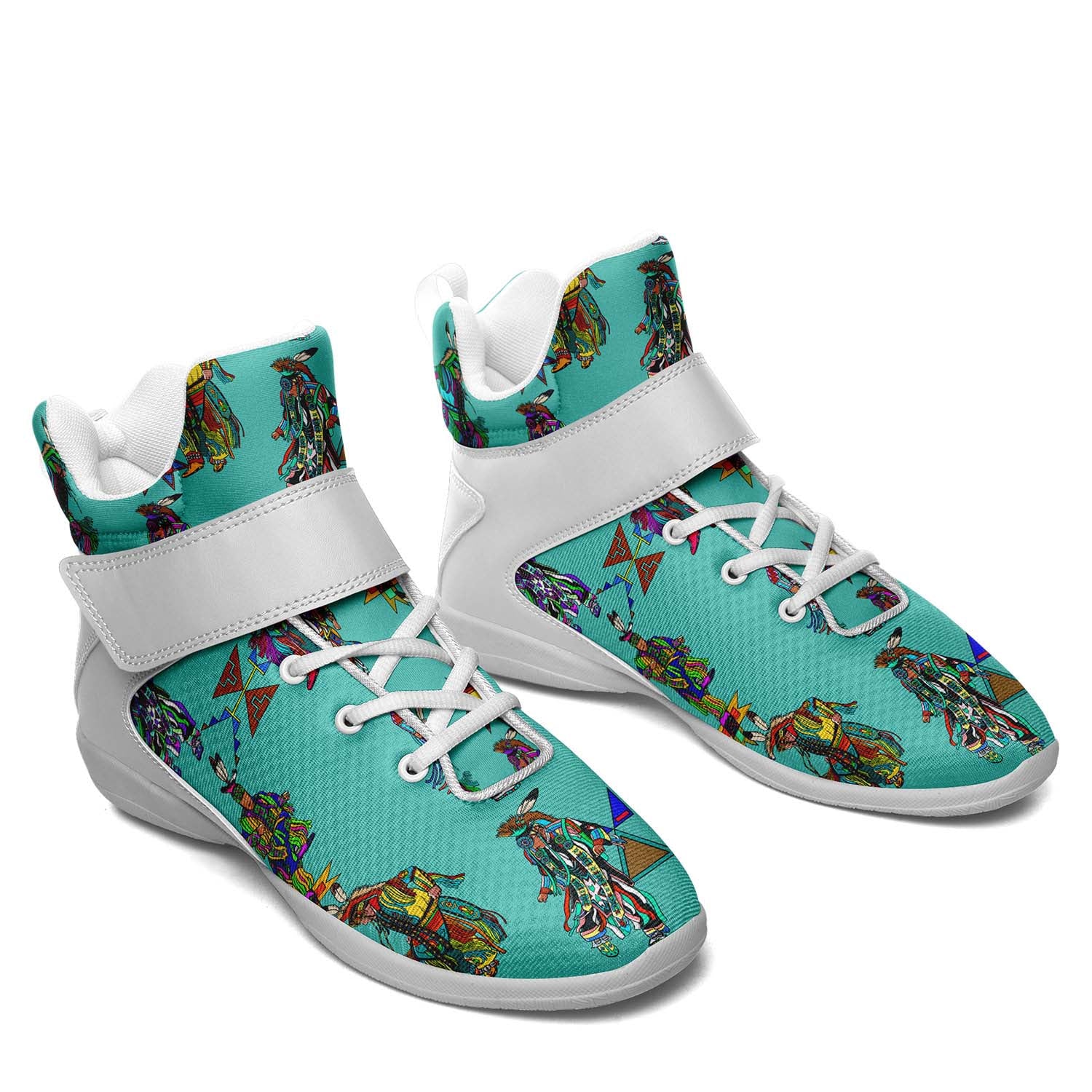Men's Grass Dancers Eggshell Blue Ipottaa Basketball / Sport High Top Shoes - White Sole