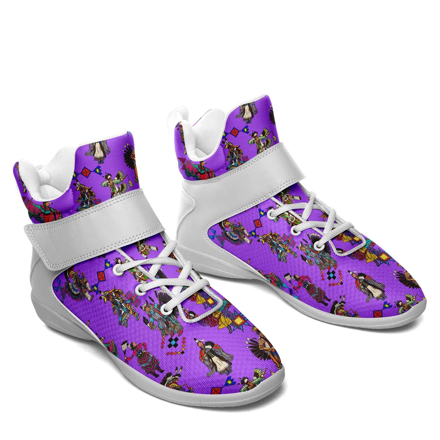 Grand Entry Dancers Purple Ipottaa Basketball / Sport High Top Shoes - White Sole