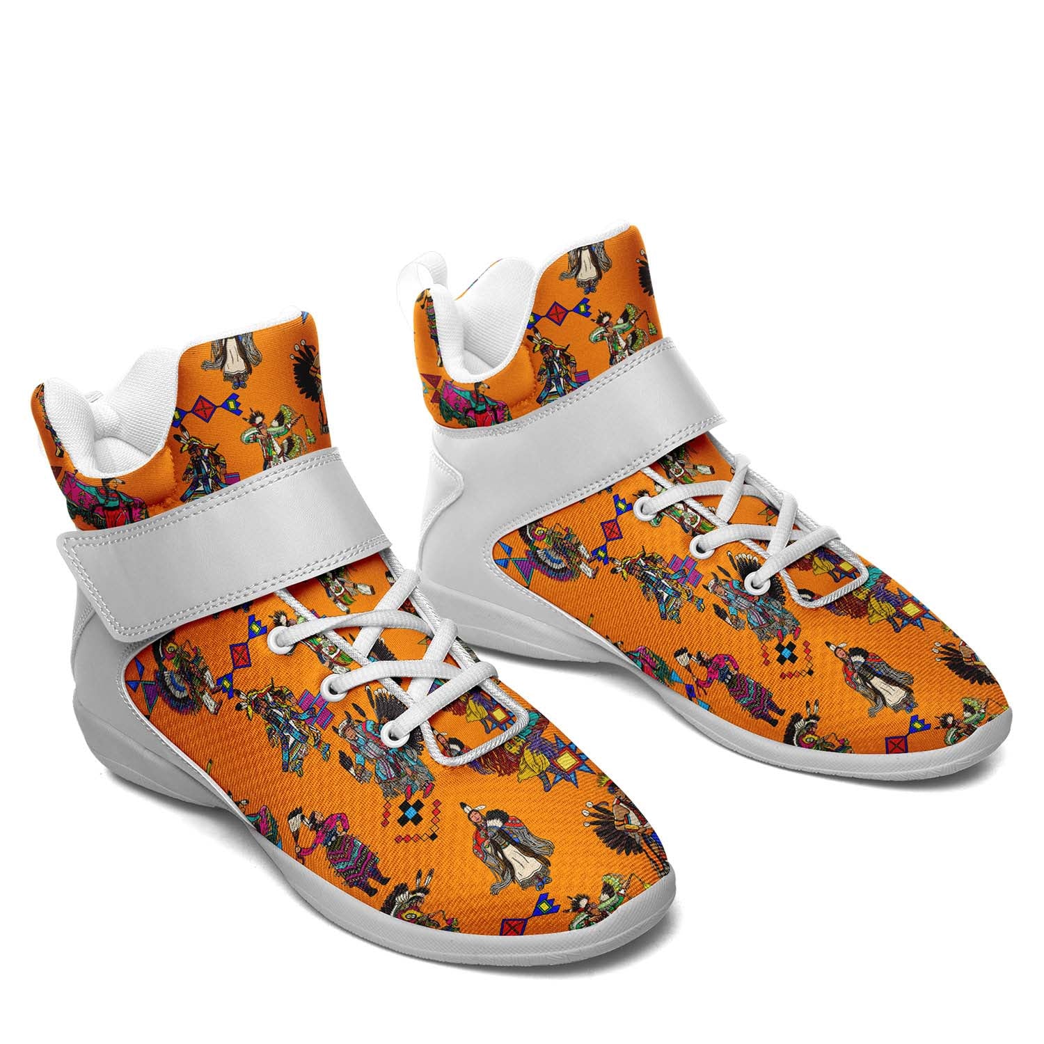 Grand Entry Dancers Orange Ipottaa Basketball / Sport High Top Shoes - White Sole