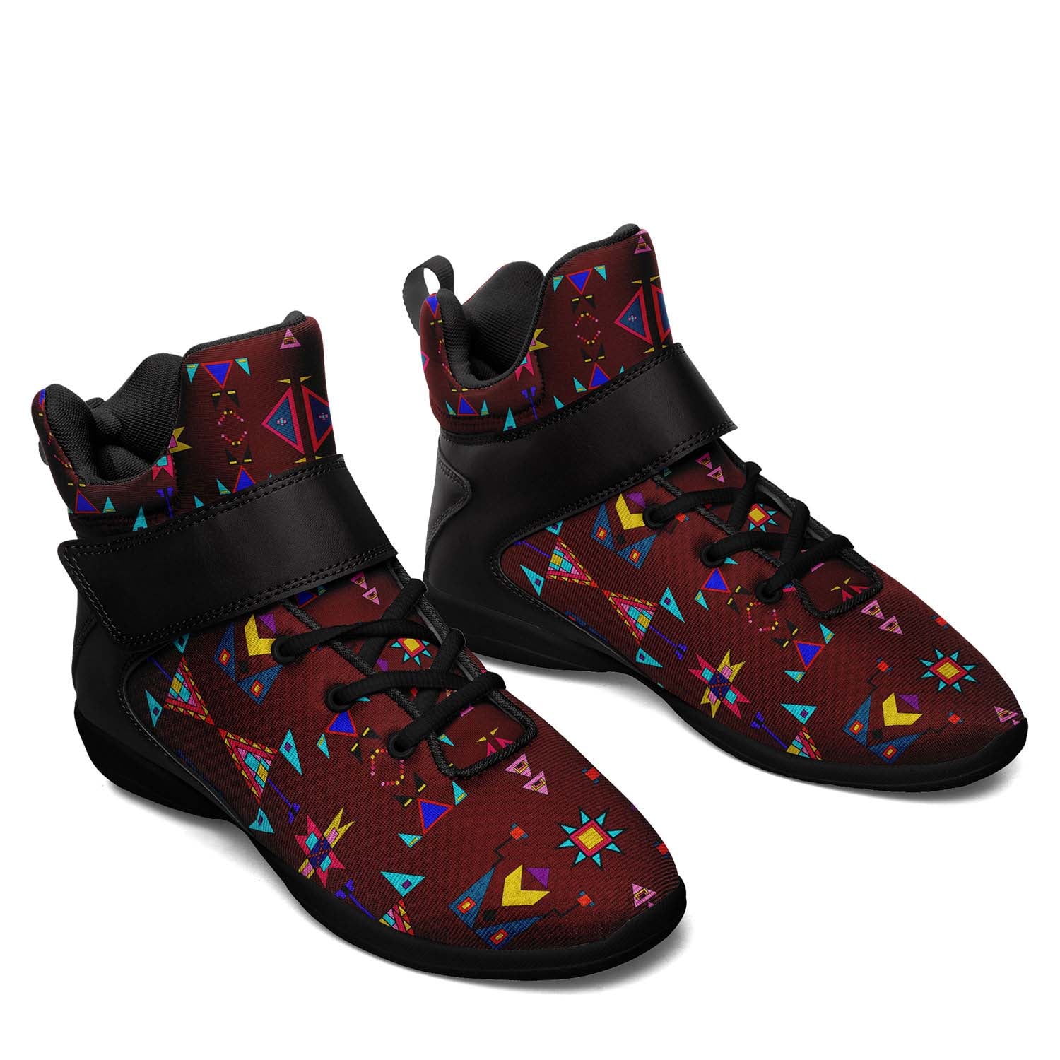 Enemy Territory Maroon Ipottaa Basketball / Sport High Top Shoes - Black Sole