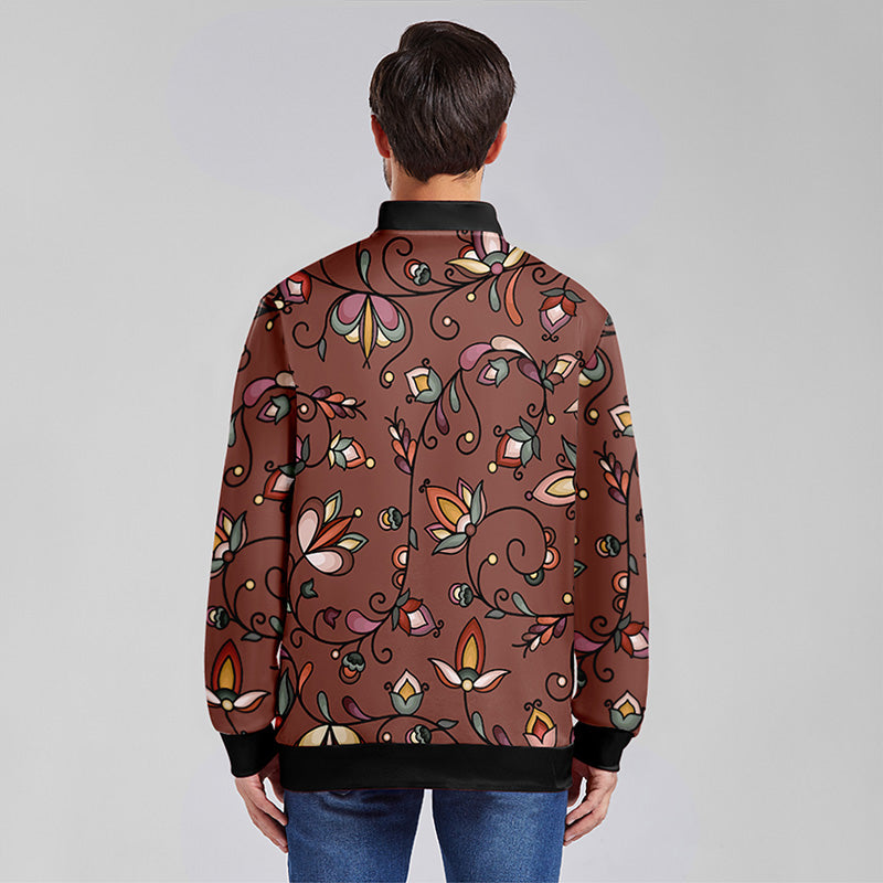 Burnt Sky Petals Brown Youth Zippered Collared Lightweight Jacket