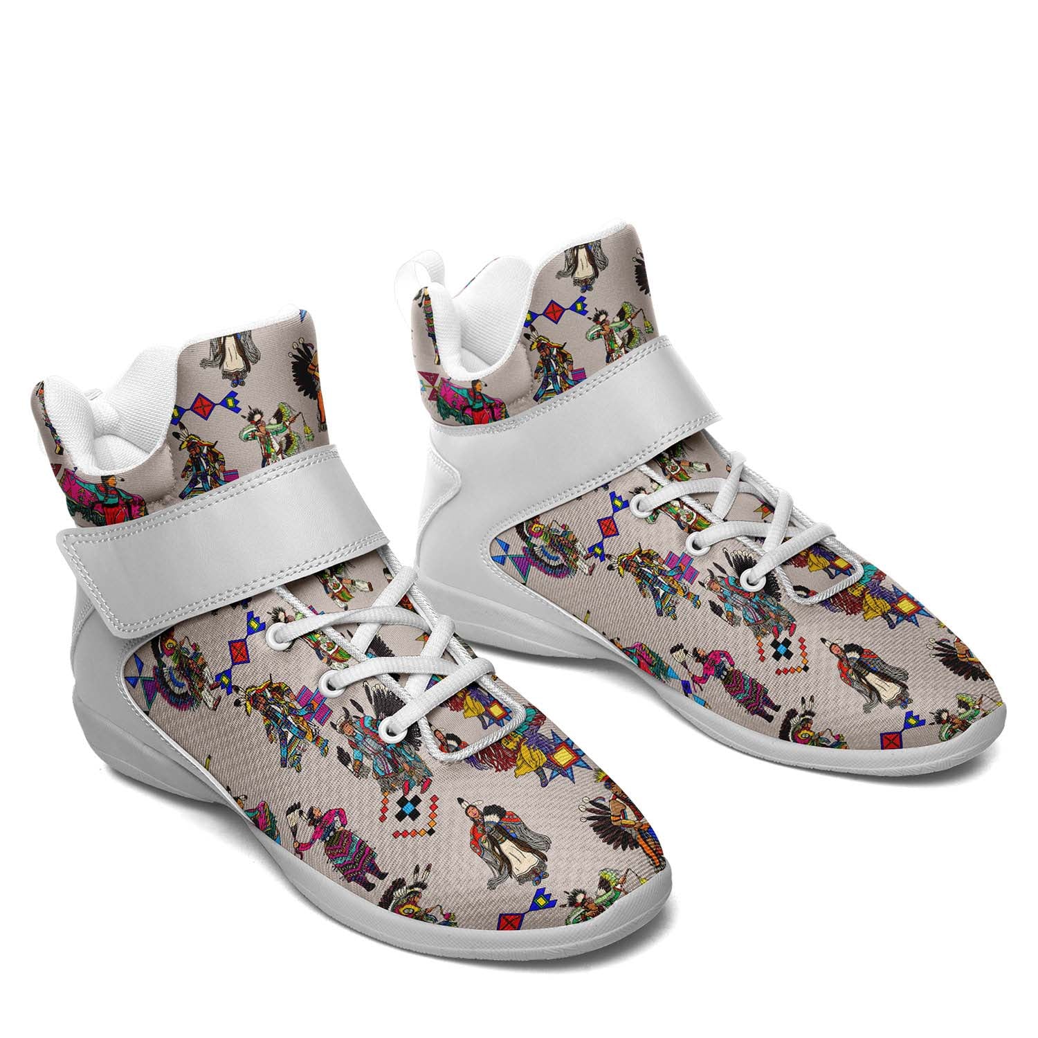 Grand Entry Dancers Muslin Ipottaa Basketball / Sport High Top Shoes - White Sole