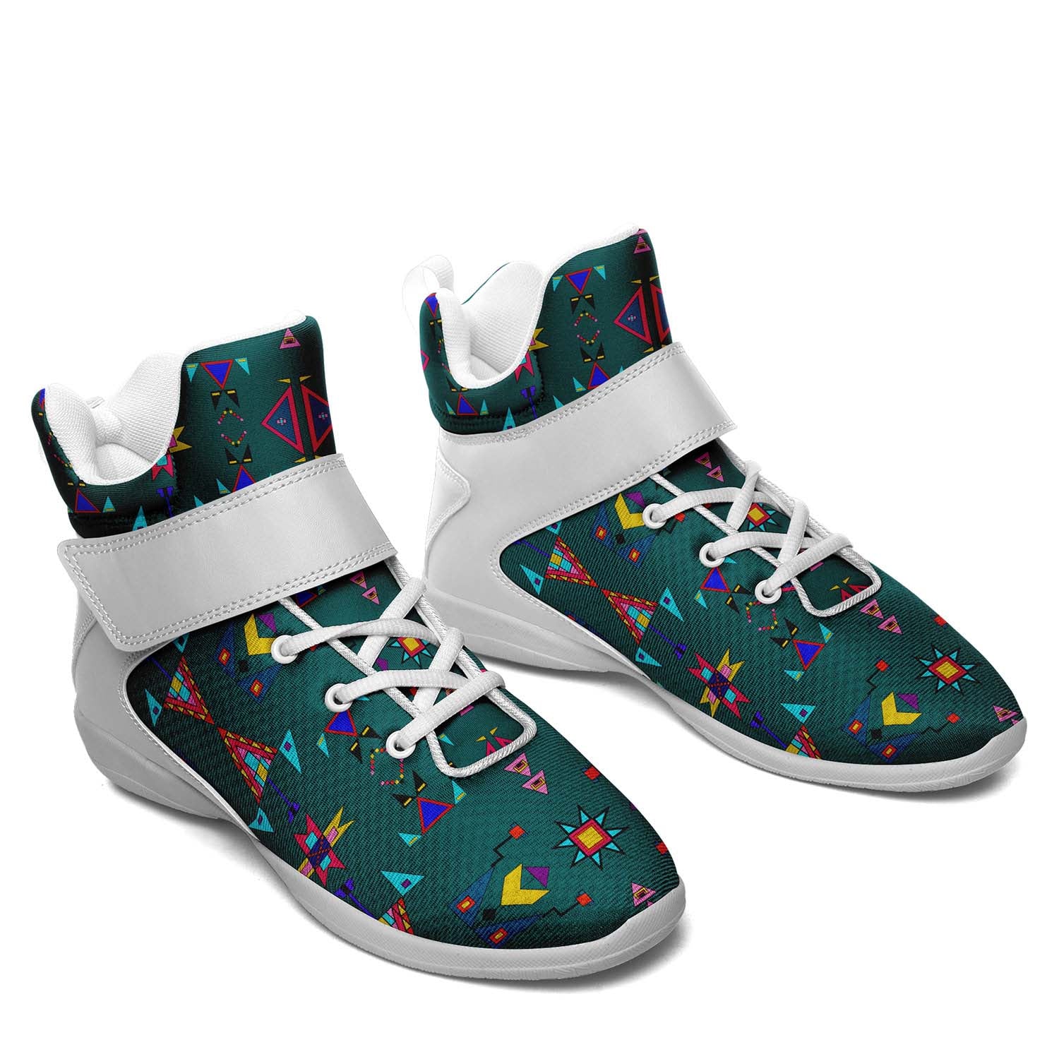 Enemy Territory Teal Ipottaa Basketball / Sport High Top Shoes - White Sole