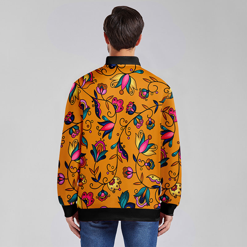 Copper Prairie Petals Orange Youth Zippered Collared Lightweight Jacket