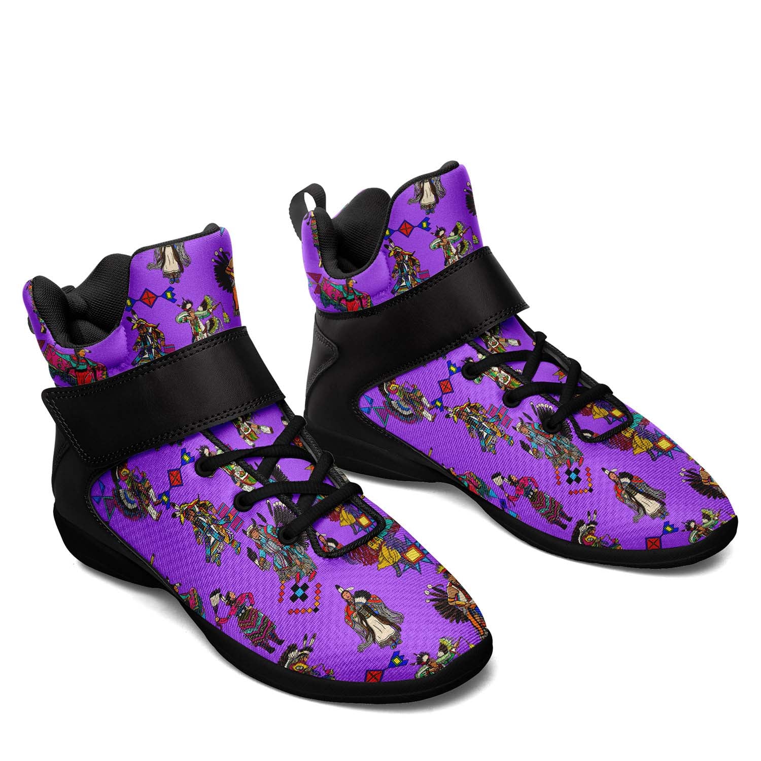 Grand Entry Dancers Purple Ipottaa Basketball / Sport High Top Shoes - Black Sole