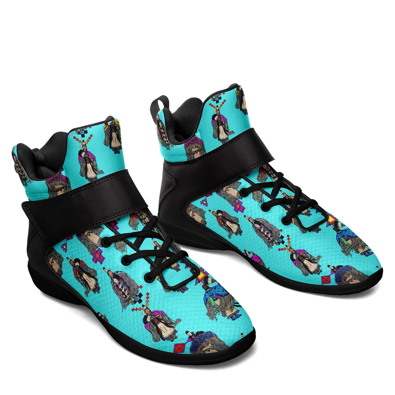 Women's Tradish Dancers Turquoise Ipottaa Basketball / Sport High Top Shoes - Black Sole