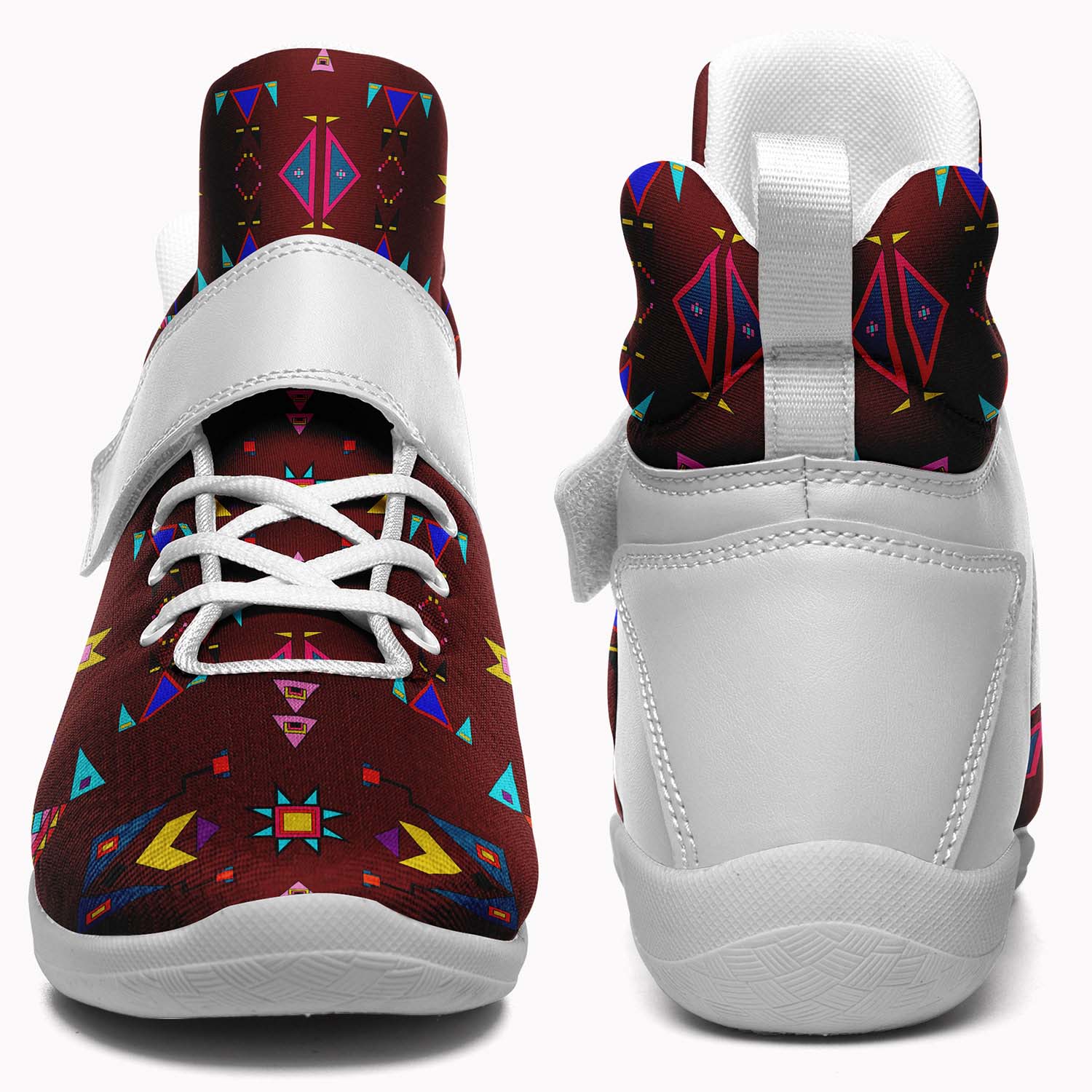 Enemy Territory Maroon Ipottaa Basketball / Sport High Top Shoes - White Sole