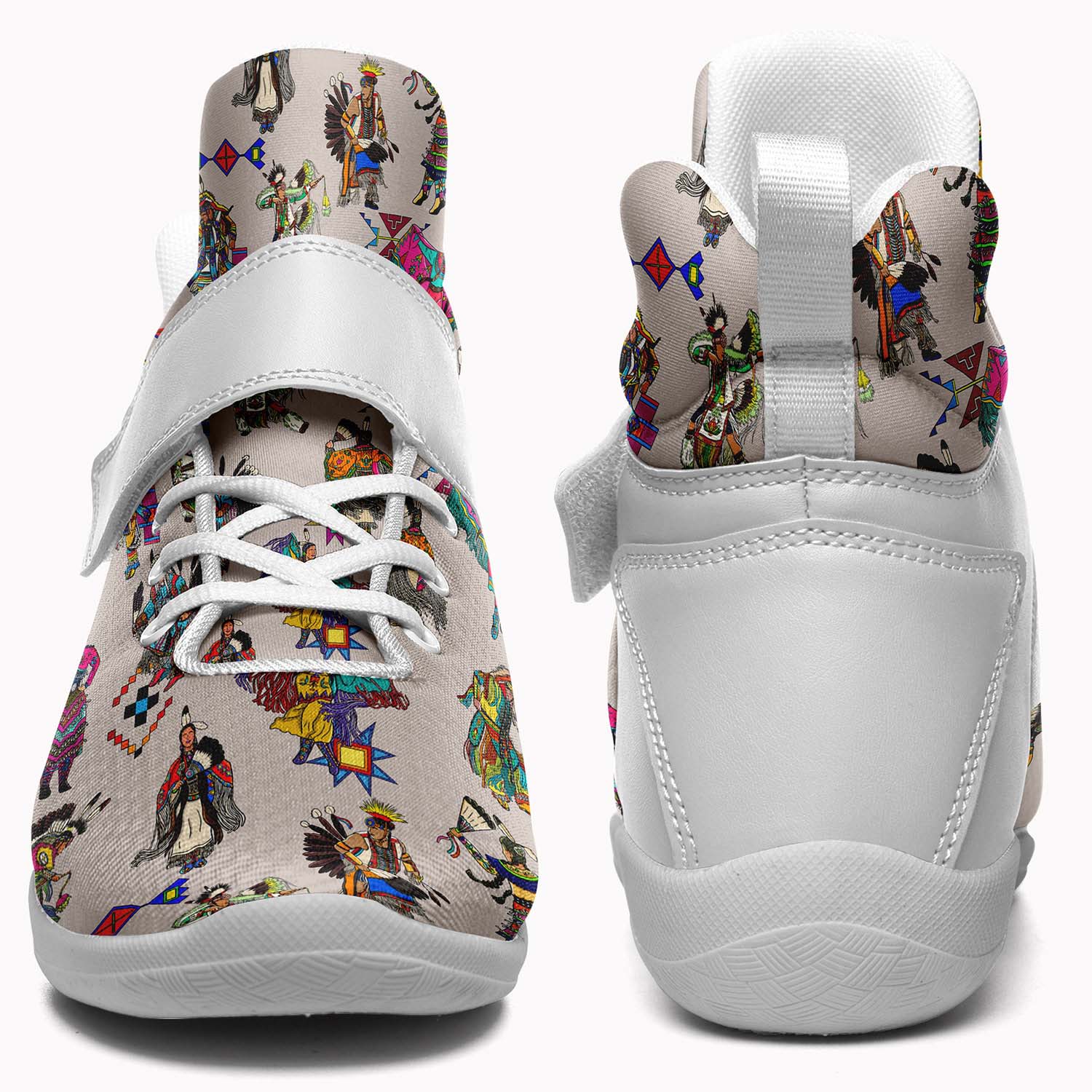 Grand Entry Dancers Muslin Ipottaa Basketball / Sport High Top Shoes - White Sole