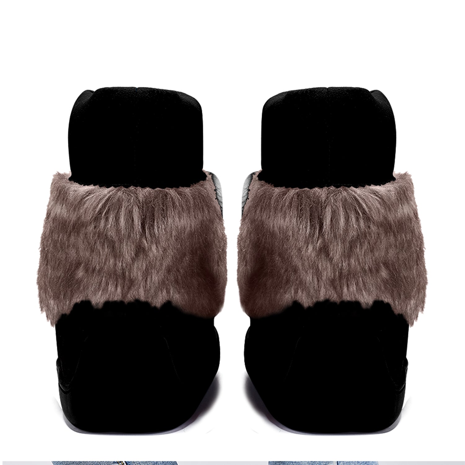 Nature's Nexus Black Leather MocLux Short Style with Fur