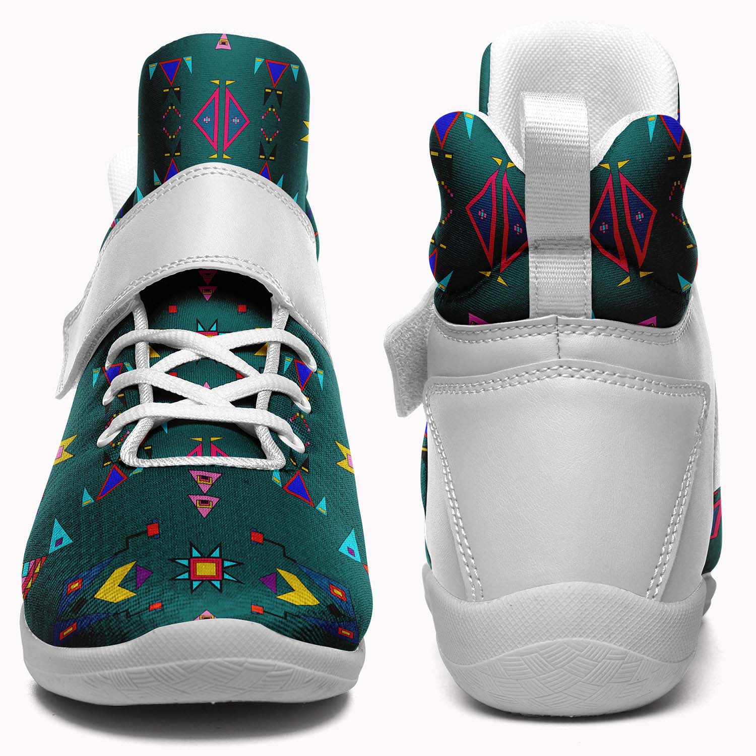 Enemy Territory Teal Ipottaa Basketball / Sport High Top Shoes - White Sole