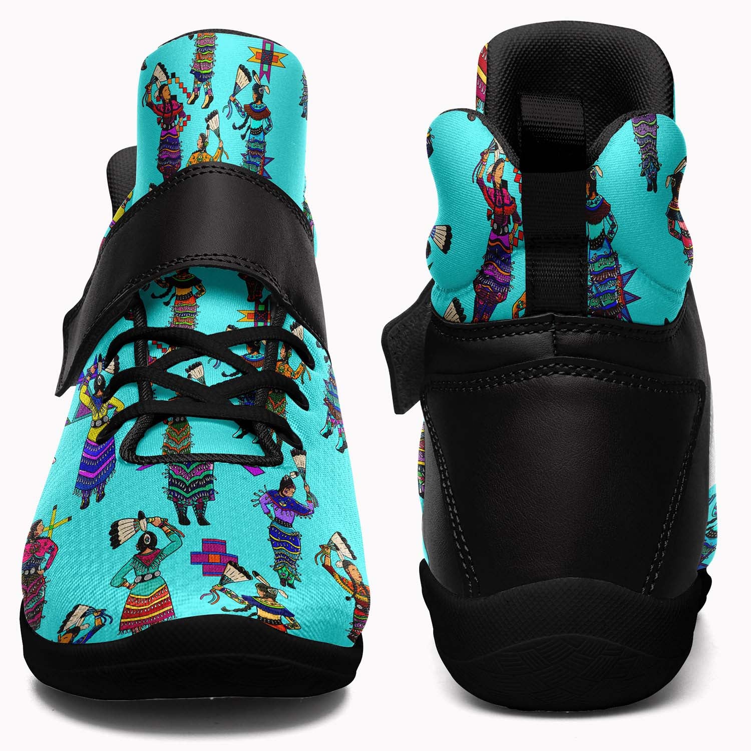 Women's Jingle Dancers Turquoise Ipottaa Basketball / Sport High Top Shoes - Black Sole