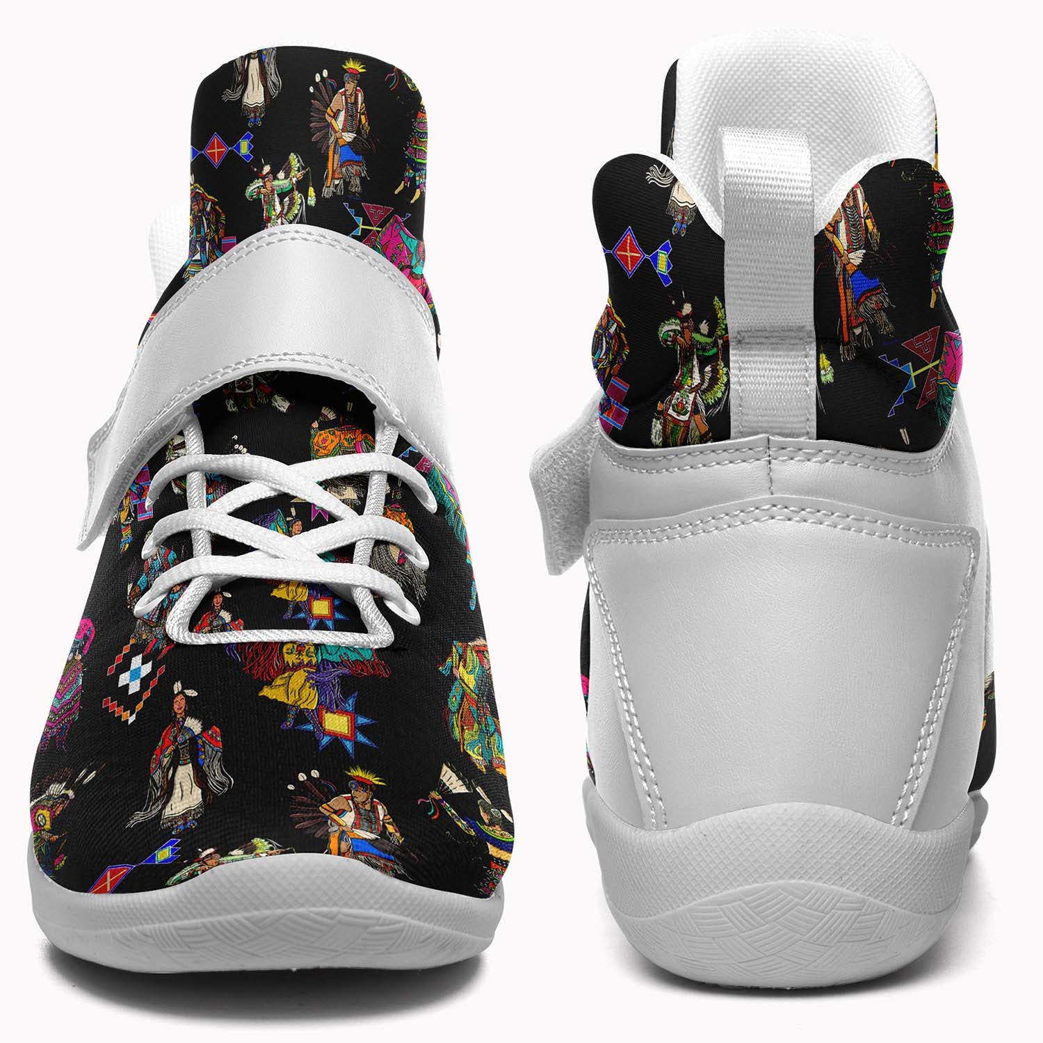 Grand Entry Dancers Black Ipottaa Basketball / Sport High Top Shoes - White Sole