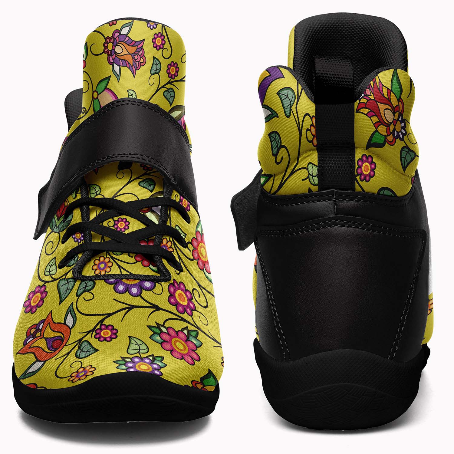 Heartbeat Petals Yellow Ipottaa Basketball / Sport High Top Shoes - Black Sole