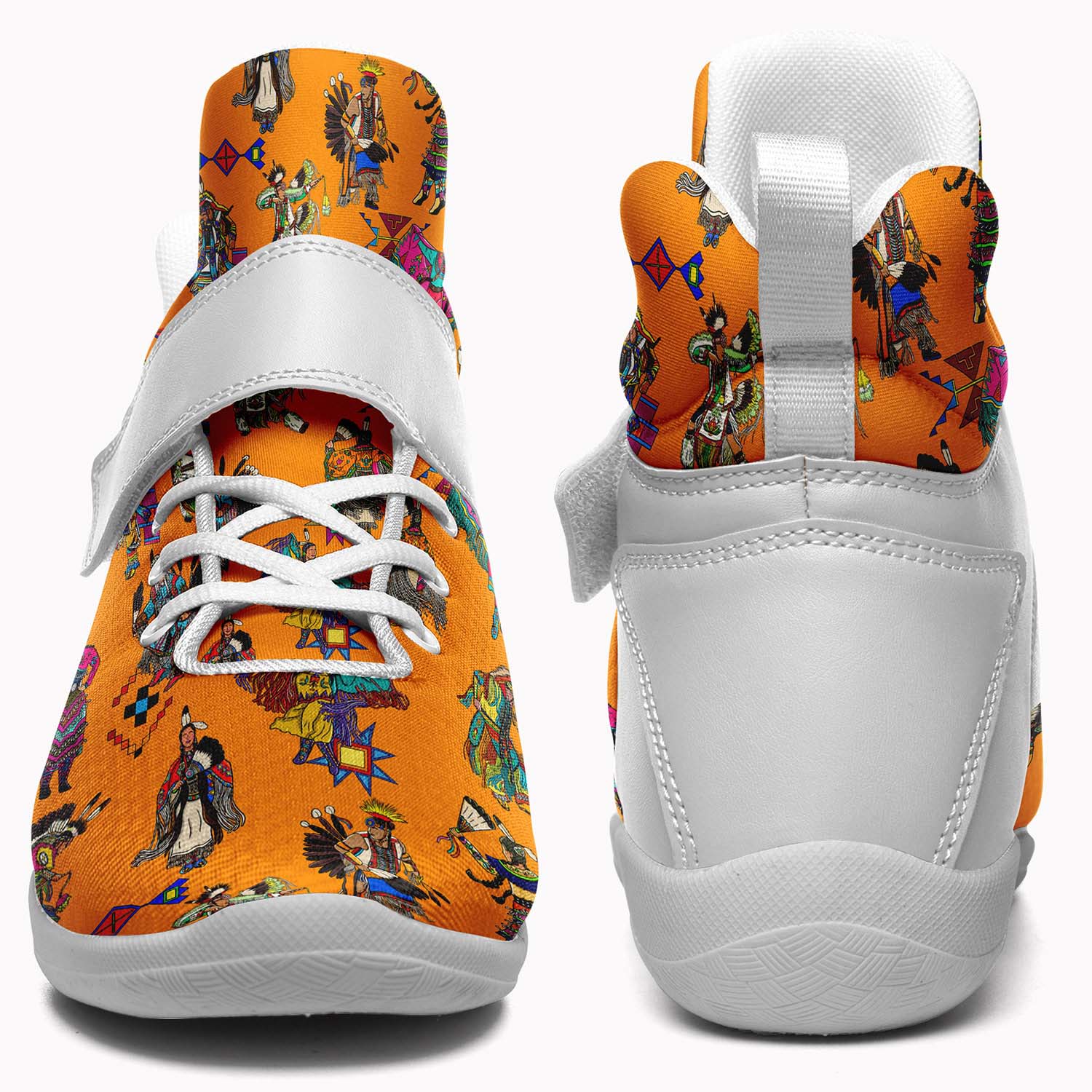 Grand Entry Dancers Orange Ipottaa Basketball / Sport High Top Shoes - White Sole