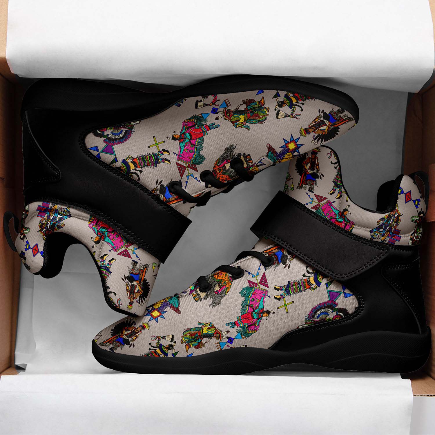Grand Entry Dancers Muslin Ipottaa Basketball / Sport High Top Shoes - Black Sole