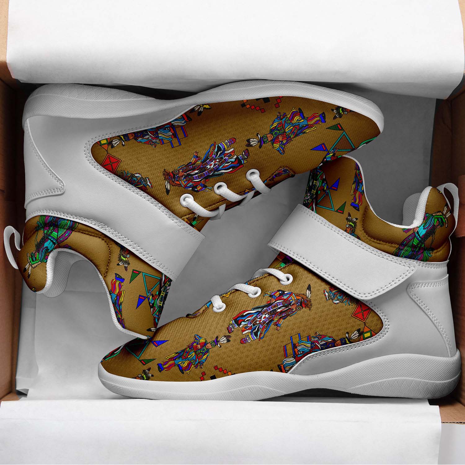 Men's Grass Dancers Earth Ipottaa Basketball / Sport High Top Shoes - White Sole