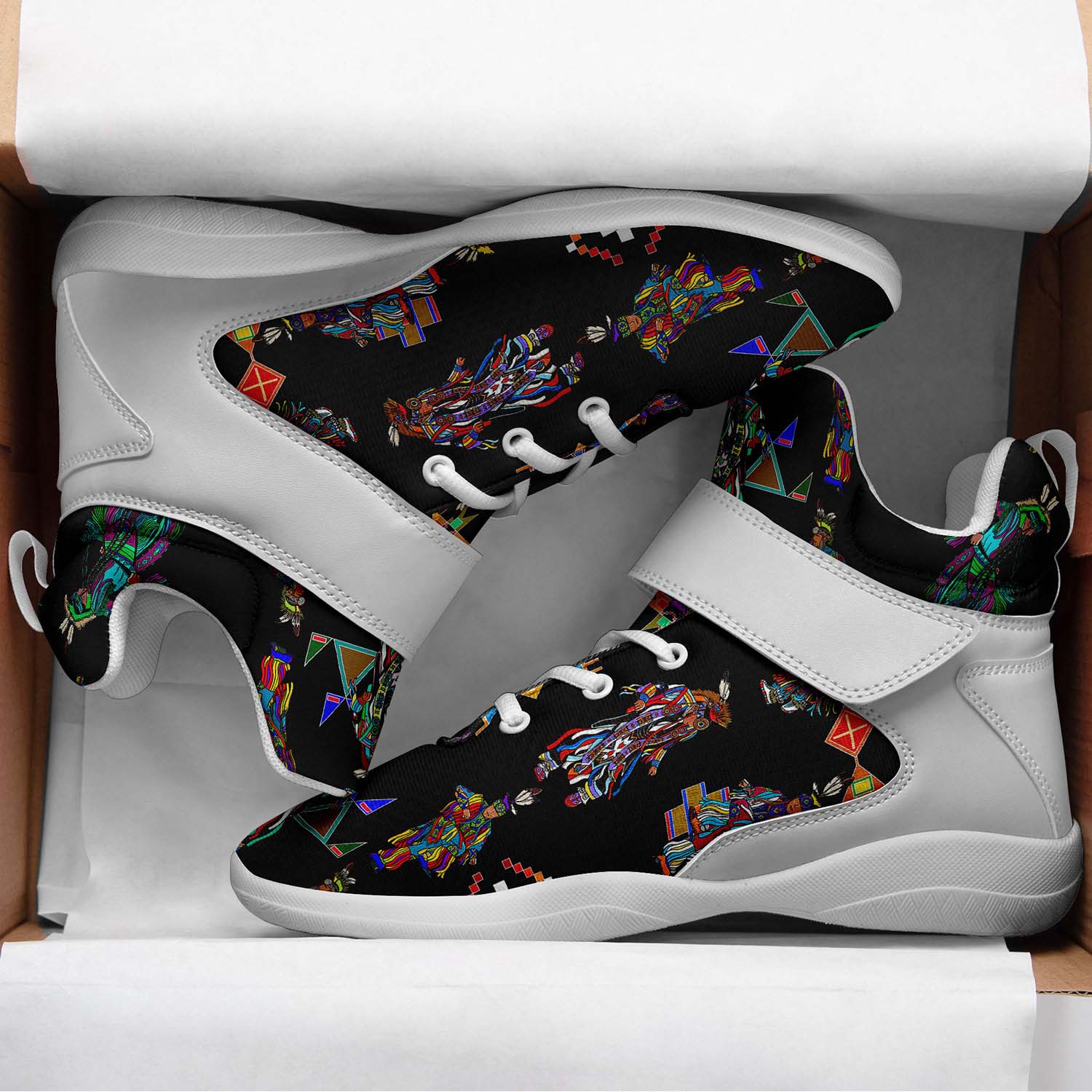Men's Grass Dancers Black Ipottaa Basketball / Sport High Top Shoes - White Sole