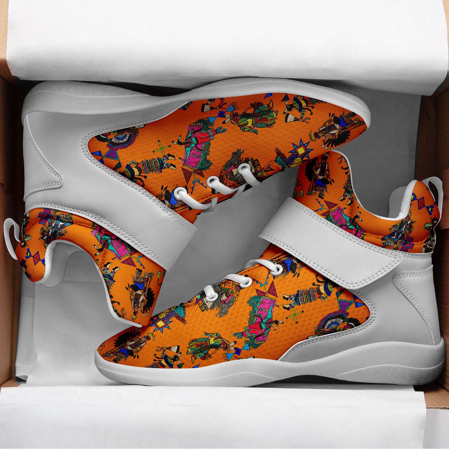 Grand Entry Dancers Orange Ipottaa Basketball / Sport High Top Shoes - White Sole