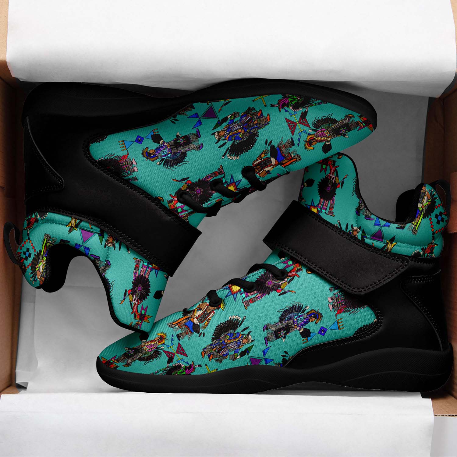 Men's Tradish Dancers Turquoise Ipottaa Basketball / Sport High Top Shoes - Black Sole