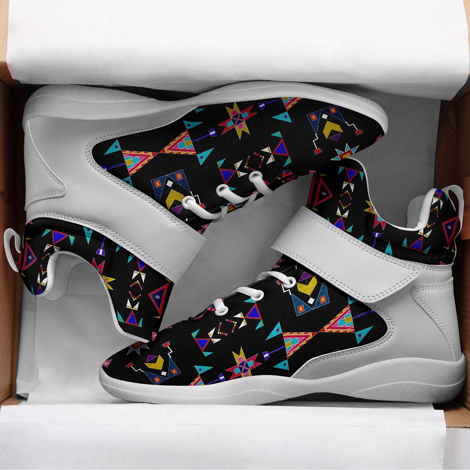 Enemy Territory Black Ipottaa Basketball / Sport High Top Shoes - White Sole