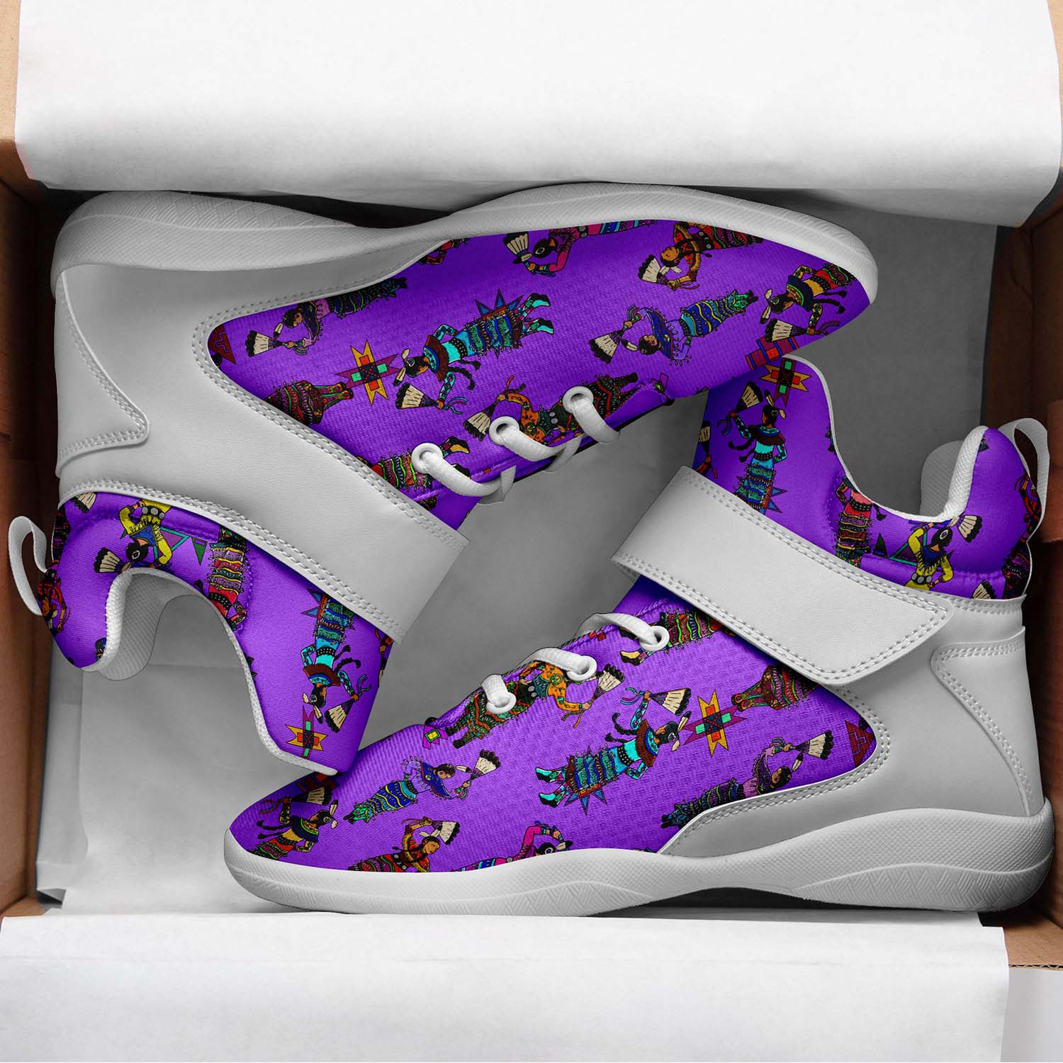 Women's Jingle Dancers Purple Ipottaa Basketball / Sport High Top Shoes - White Sole