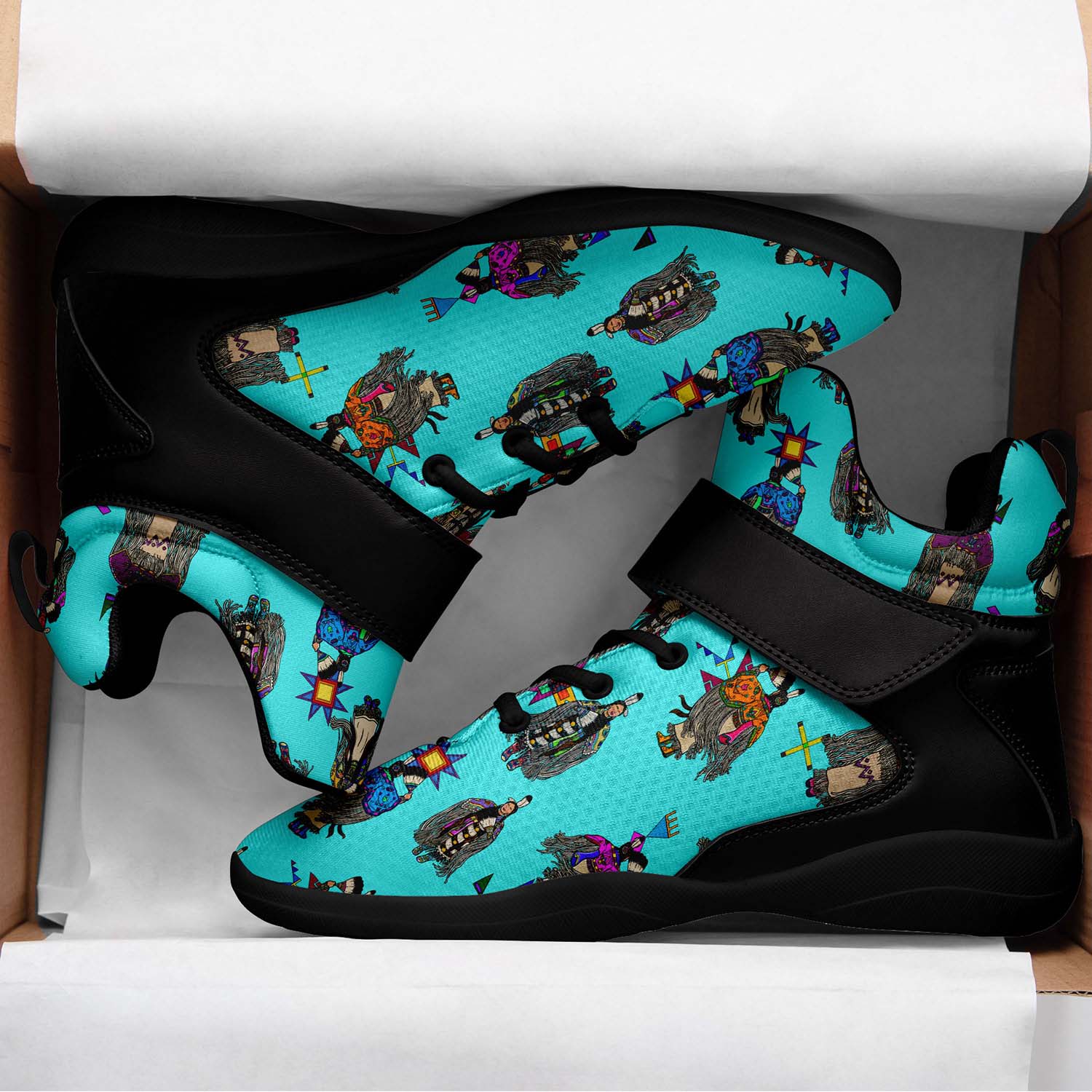 Women's Tradish Dancers Turquoise Ipottaa Basketball / Sport High Top Shoes - Black Sole