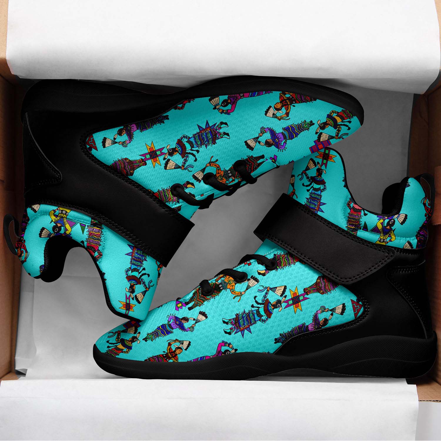 Women's Jingle Dancers Turquoise Ipottaa Basketball / Sport High Top Shoes - Black Sole
