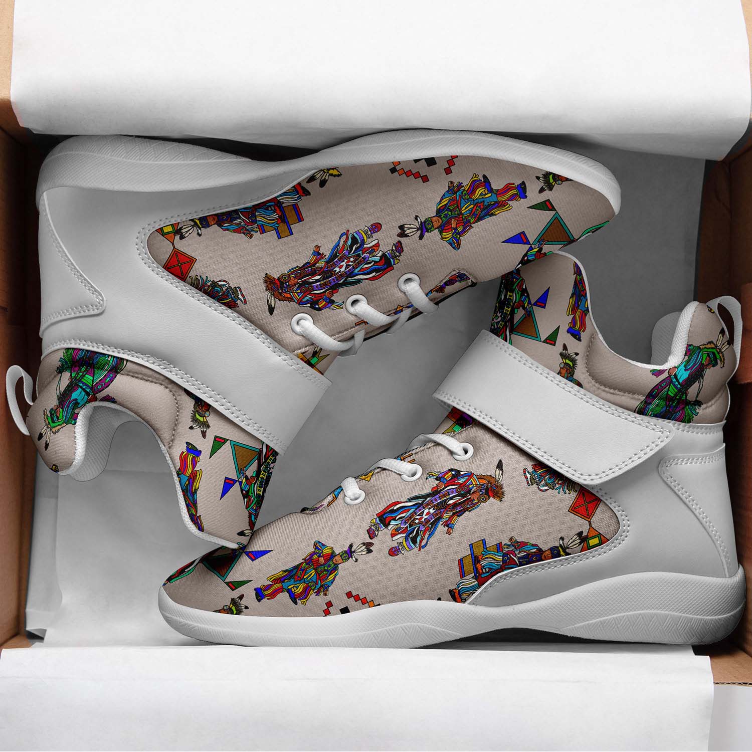 Men's Grass Dancers Muslin Ipottaa Basketball / Sport High Top Shoes - White Sole